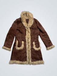 Brown Faux Fur Lined Coat