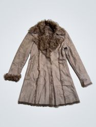 Brown Faux Fur Trimmed Coat