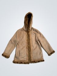 Jones New York Faux Suede & Fur Lined Hooded Jacke..