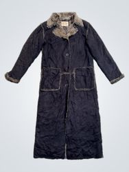 IPK Boarding Pass Black Faux Fur Lined Long Coat S..
