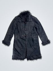 Black Faux Fur Trimmed Coat