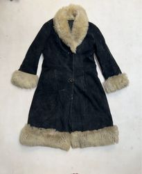 Black coat with fur trim