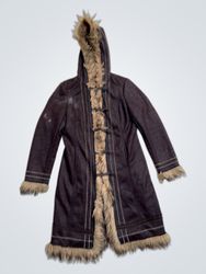 Brown Faux Fur Lined Hooded Coat