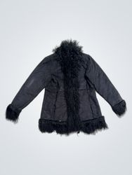 AUTRE TON Schwarze Jacke mit Kunstfellbesatz