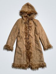 Caprice de Fille Hooded Faux Fur Trimmed Coat