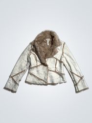 White jacket with fur trim