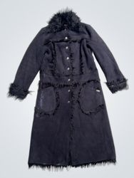 KOR@KOR Black Fur Trimmed Long Coat