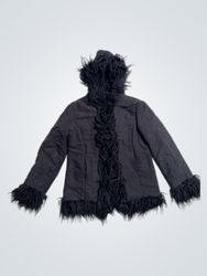 Tiger Babe Black Fur Trimmed Hooded Jacket