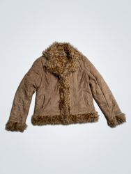 Brown Suede Jacket with Fur Trim