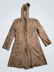 Brown hooded coat with fur lining