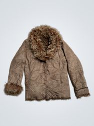 Brown Faux Fur Trimmed Jacket
