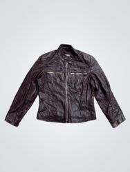dp1 Women's Brown Leather Jacket Size 10
