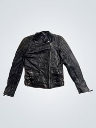 MDN Black Leather Biker Jacket
