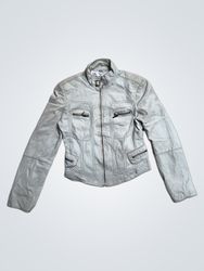 RAFAELLO Women's Light Grey Leather Jacket