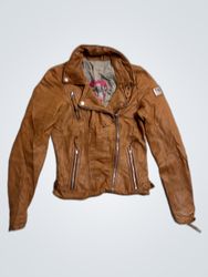Freaky Nation Brown Leather Biker Jacket
