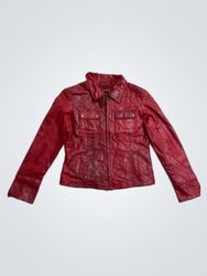 Red Quilted Leather Jacket