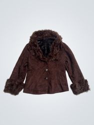 Brown Faux Fur Trimmed Jacket
