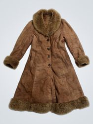 Brown Suede Shearling Coat