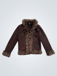 Brown Faux Fur Trimmed Jacket