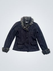 Black Faux Fur Trimmed Jacket
