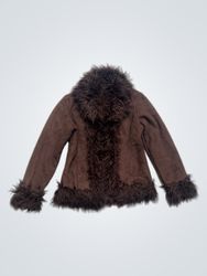 Brown faux fur trim jacket