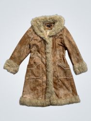 HPO WOMAN Faux Suede Fur Trimmed Coat