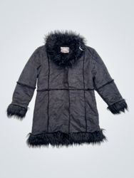 Black Faux Fur Trimmed Coat