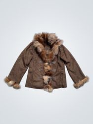 Brown Faux Fur Trimmed Jacket