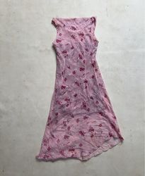 ADAM Pink Floral Midi Dress