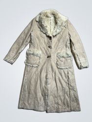 Cream Faux Fur Lined Long Coat