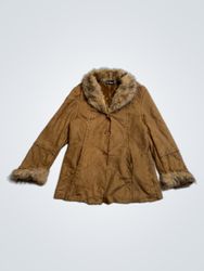 WEST Faux Fur Trimmed Suede Jacket