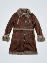 JNY Women's Brown Faux Fur Lined Coat
