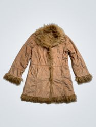 Brown Faux Fur Trimmed Coat