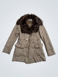 Bershka Faux Fur Collar Coat