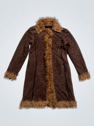 Brown Faux Fur Trimmed Coat