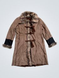 Clara Villi Women's Brown Faux Suede & Fur Trimmed..