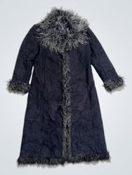 HELYNA Faux Fur Trimmed Long Coat