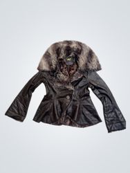 Morgan Collection Faux Leather Fur Jacket
