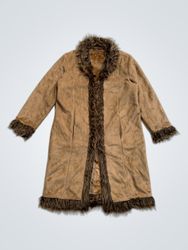 Brown Faux Fur Trimmed Coat