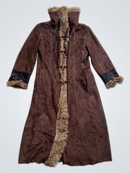 Brown Faux Fur Lined Long Coat