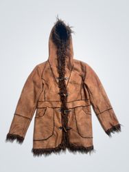 REFLEX Women's Brown Faux Fur Lined Hooded Jacket