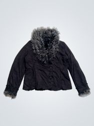 Black Faux Fur Trimmed Jacket