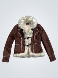 Lemonora Basic Faux Suede Sherpa Lined Jacket
