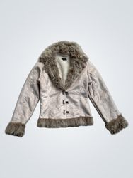 NO EXCUSE Veste en faux daim avec bord en fourrure