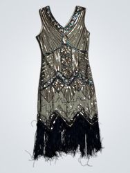 Sequin Flapper Dress with Fringe