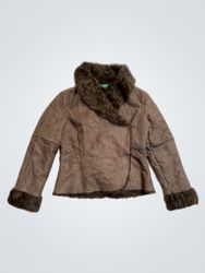 United Colors of Benetton Braune Jacke mit Kunstfe..
