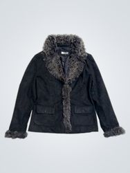 「CHOCLATE Black Faux Fur Trimmed Jacket」