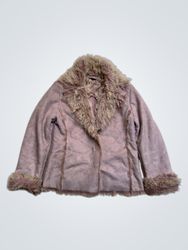 Jacke mit pinkfarbigem Kunstfellbesatz