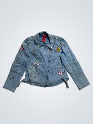 Cristina Denim Jacket with Butterfly Embellishment..