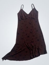 Brown floral print slip dress